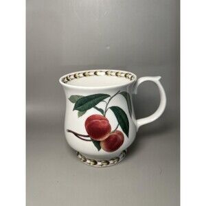 Queens Hookers Fruit Beer Mug Fine Bone China White Peach Design RHS 4" Tall